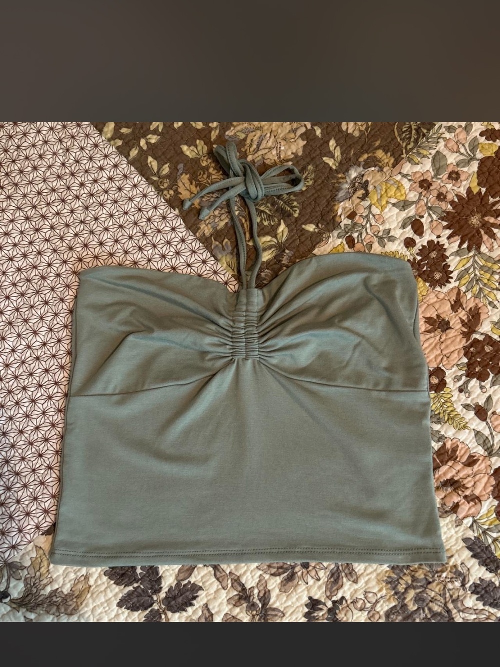 Sage Green Halter Bandeau Top